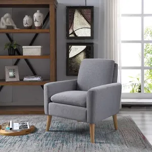 Silla de ocio de tela de tapicería sólida con patas de madera de goma duraderas Silla de acento portátil <span class=keywords><strong>para</strong></span> el hogar sala de estar - Product Image 5