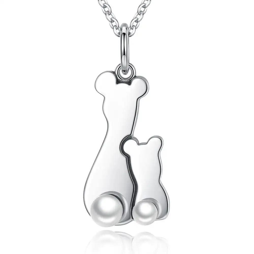 BAGREER SCN066 Pas Cher Prix 925 En Argent Sterling Or/Or Rose Plaqué Disponible Mignon Chien Pendentif Perle Bijoux Collier