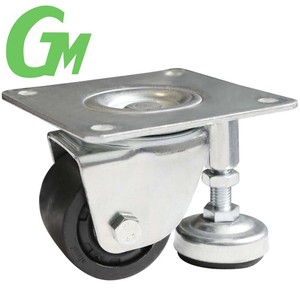 Rueda Giratoria de 75 mm con Rodamiento de Bolas de Parte Superior Plana, Altura Ajustable, Niveladora y Retráctil - Product Image 2