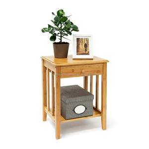 Natural <strong>Bamboo</strong> Side <strong>Table</strong> With Drawer <strong>Bamboo</strong> Sofa Side Desk Small Double <strong>Table</strong> <strong>Bedside</strong> <strong>Table</strong> - Product Image 1