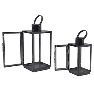 Home Decorative Metal <strong>Black</strong> Vintage Square Stainless Steel <strong>Lantern</strong> - Product Image 3