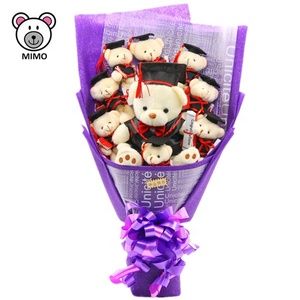 1 Bouquet de fleurs ours en peluche pour enfants, accessoires mignons en dessin animé, culottes de remise des diplômes, en peluche, fait main, jolie ours en rose