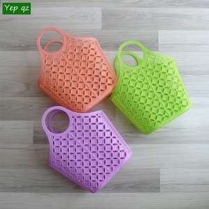 Vintage Bright Kitschy Jelly Cute Basket Tote Bag Plastic Hot Sale Recycled Customized Transparent or Custom PVC Cartoon Handled