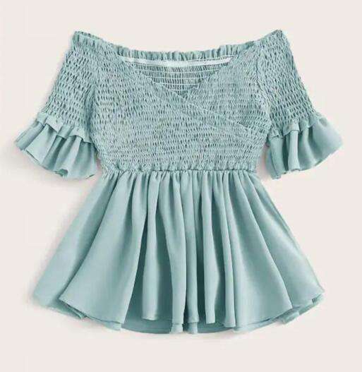 Ruffle Off The Shoulder Tops Summer Fancy Women Ruffle Top