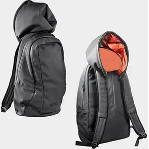 Sac à dos de luxe en cuir PU pour hommes, Logo personnalisé, sac à dos de voyage lisse et imperméable avec capuche