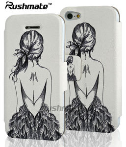 accesorios del teléfono móvil para <span class=keywords><strong>el</strong></span> iphone 5c chica delgada tpu diseño del diario en <span class=keywords><strong>el</strong></span> interior de la bolsa de cuero - Product Image 1