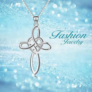 Collana con Ciondolo a Forma di Infinito, Gioiello dell'Amore Eterno, Nodo Celtico a Croce, Charm in Argento 925, Gioielleria in Argento 69 - Product Image 5