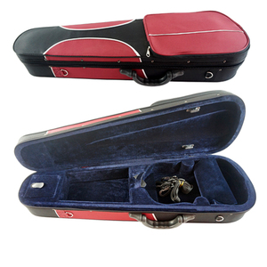 Precio de fábrica con 2 arco titular rojo costuras negro triángulo caso para principiantes de violín - Product Image 1