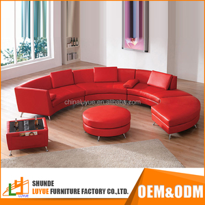 mode en bois cadre 6 places canapé ensemble c en forme de courbe véritable en cuir moderne sofa sectionnel - Product Image 4