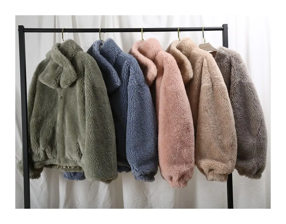 YRM010 फैक्टरी प्रत्यक्ष बिक्री टेडी ऊन कपड़े आकस्मिक शैली चेतावनी सर्दियों जैकेट और दुपट्टा सेट अनुकूलित कर सकते हैं अन्य शैली
