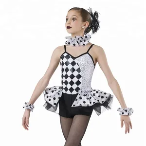 Fantasia de palhaço vestido tutu meninas, traje lindo infantil para dança e palco halloween