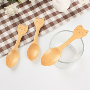 Cute Cartoon Animals Pattern Natural Bamboo Cutlery Wooden <strong>Small</strong> <strong>Spoons</strong> for Children / Baby - Product Image 2