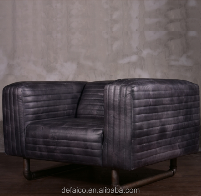 Квадратный металлический каркас ретро кожаный диван, кресло