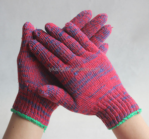 Guantes de trabajo de seguridad tejidos a mano de tela de algodón rojo - Product Image 4
