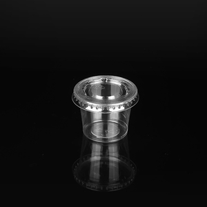 Mini gobelets de dégustation de bière jetables en PLA, 0.9oz, 25ml, 150 pièces, partie transparente en plastique avec couvercle plat, <span class=keywords><strong>PET</strong></span> - Product Image 2