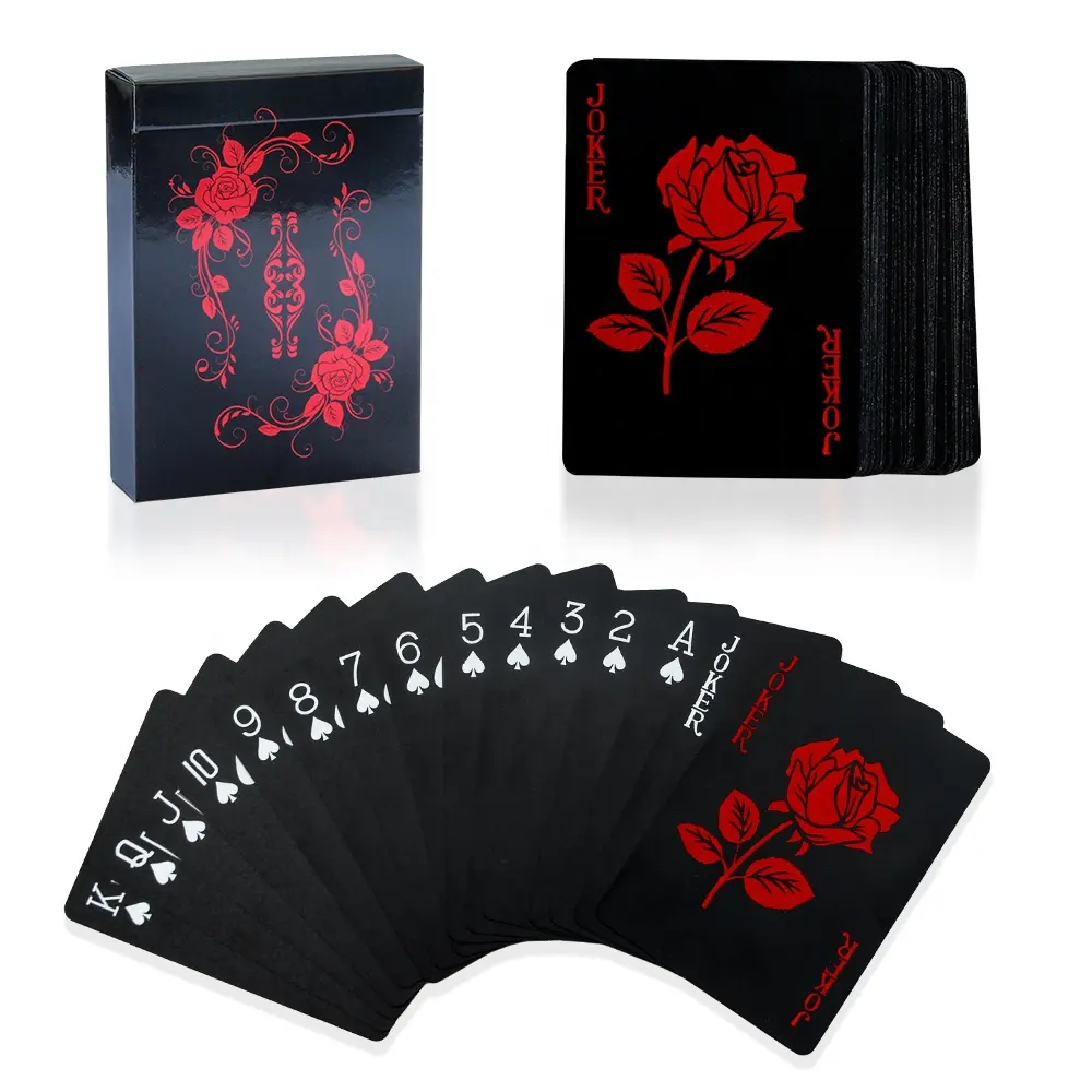 WJPC- Custom Black Rose Magic Cards Printing Plastic Playing Cards