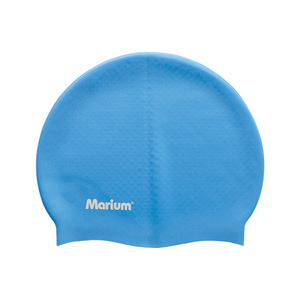 Bonnet de bain en silicone pour adultes et enfants bleu personnalisé - Product Image 1