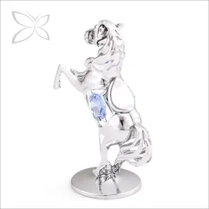 Crystocraft Chrome Plated Crystals Home Decoration with Brilliant Cut Crystals Horse Figurine