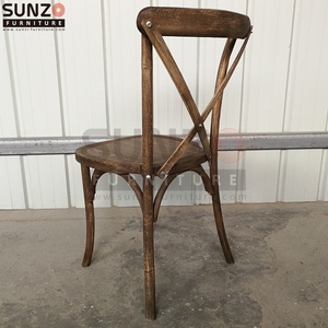 Sillas de Madera de Haya Estilo Vintage Francés con Respaldo Cruzado y Asiento Acolchado - Product Image 2