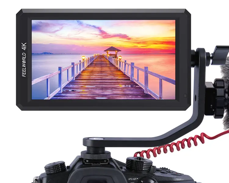 FEELWORLD-cámara F6 4K, pantalla lcd superior, 5 pulgadas, hdmi, con brazo de inclinación y salida de potencia