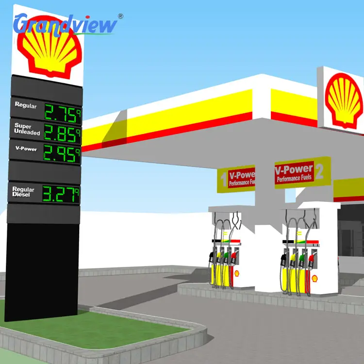 Nieuwe collectie totem benzine prijs digital signage tankstation reclame display
