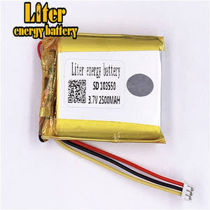 Connector 1,5-<span class=keywords><strong>3</strong></span> p <span class=keywords><strong>3</strong></span>,7 V 103550 2500 mAh custom ultra thin rechargeable Li-ion batteries liPo battery with wires - Product Image 1
