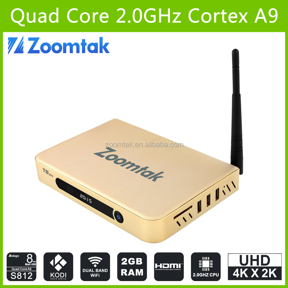 Carcasa de aluminio 2 G RAM 4 k H.265 Amlogic S812 quad core google android 4.4 tv box
