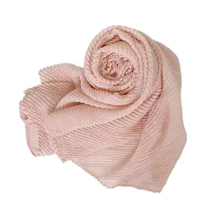 Wholesale Large Pure Color Custom Made Crinkle Cotton Head Scarf Women Hijab