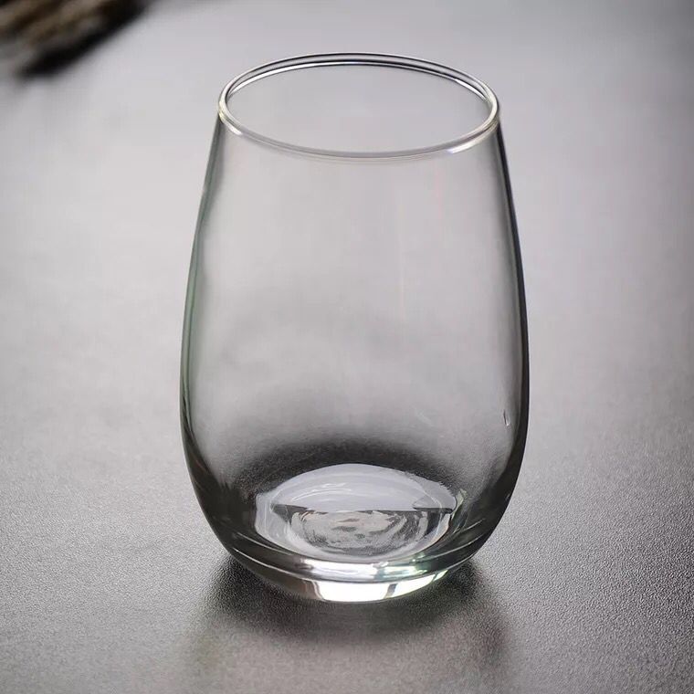 Haonai 13.6oz high flint glass etched Stemless Wine Glasses
