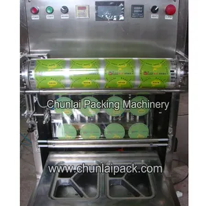 AS-4 Bakery Bread Sandwich Packing Vacuum Nitrogen Gas Flushing Vertical Type Automatic Tray Sealing Machine