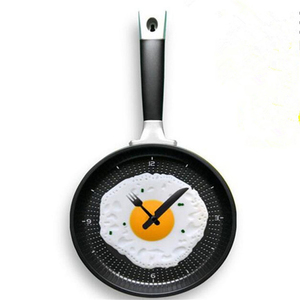 ZOGIFT Poêle avec Oeuf sur le plat En Forme Horloge Murale "Jaune" Retour, Shabby Chic, cuisine À Thème Unique Horloge Murale - Product Image 1