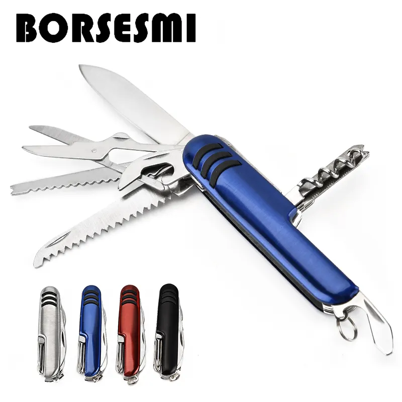 Top Latest Multi function survival knife set with keychain stainless steel pocket knives kit gift portable pocket knife folding