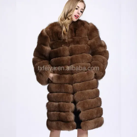 Whole Skin Fox Fur Coat Imitation Sable Natural Fox Fur Outwear Coats