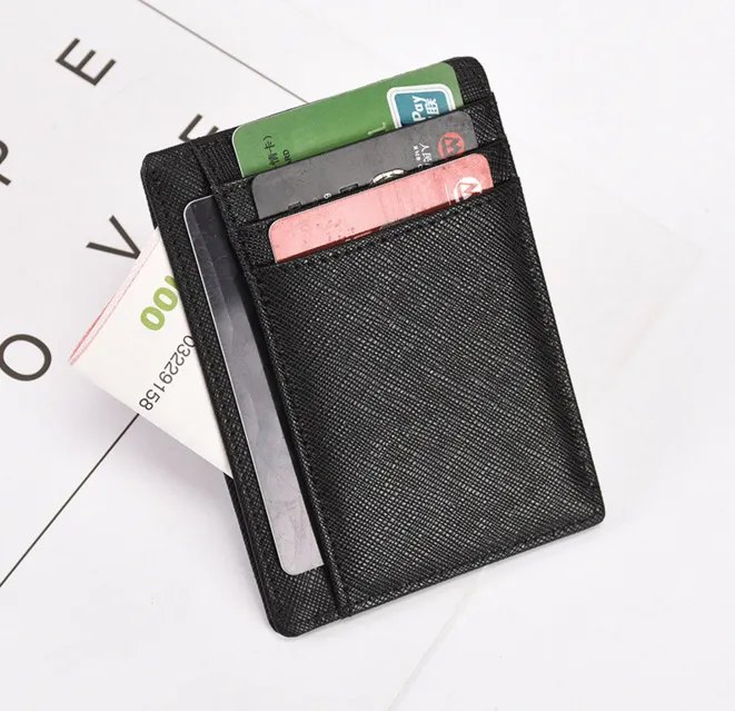 Thin small card holder cover genuine leather RFID blocking mini slim minimalist wallet