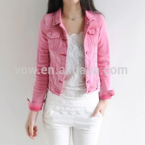 Wholesale Suppliers Custom <strong>pink</strong> Jean <strong>Jacket</strong> Casual Plain <strong>Woman</strong> <strong>Denim</strong> <strong>Jackets</strong> - Product Image 2