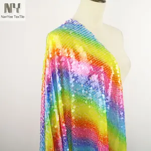 Nanyee Textiel 9mm Regenboog Streep Clear Sequin Voor Sublimatie Printproces