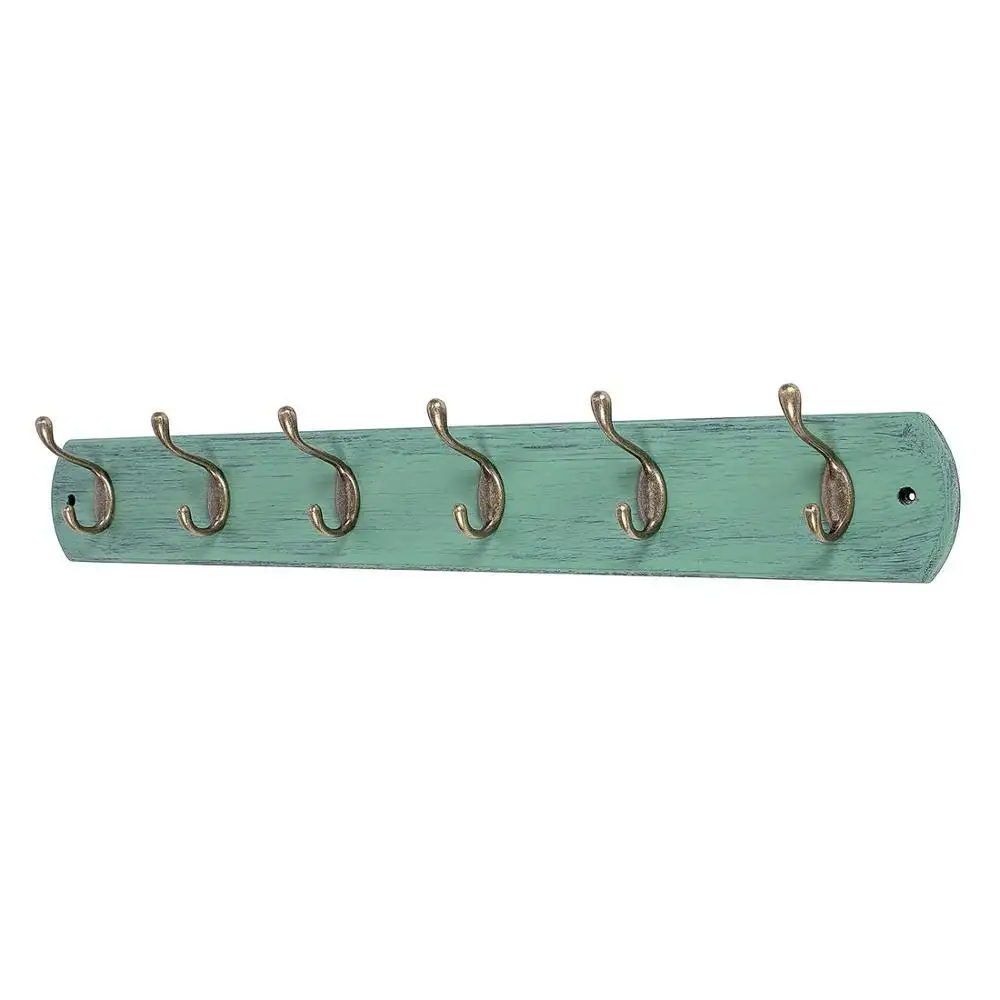 Grosir Pedesaan Tertekan Kayu Biru Wall Mounted Rack Coat Hook