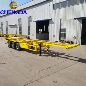 CIMC คุณภาพ Chengda ยี่ห้อ 3 เพลาโครงกระดูกคอนเทนเนอร์ Semitrailer 20ft 40ft รถพ่วงแชสซี