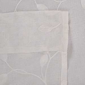 Floral leaf embroidery curtains Faux linen curtains Rod f - Product Image 2