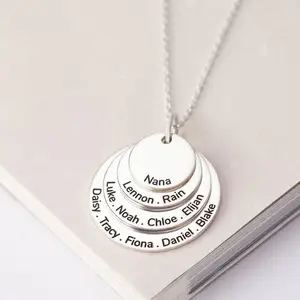 fashion jewelry silver coin necklace stainless steel custom personalized design any name necklace for friendship