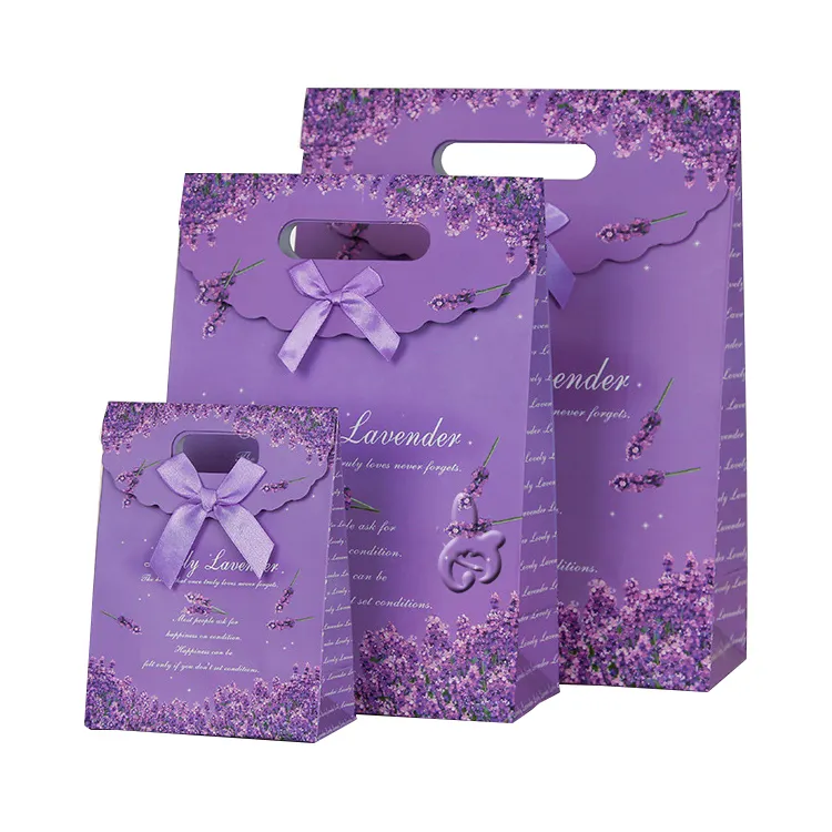 Pengcher Graceful Purple Lavender Gift Bag for Gift Packing Beautiful Decoration Gift Box