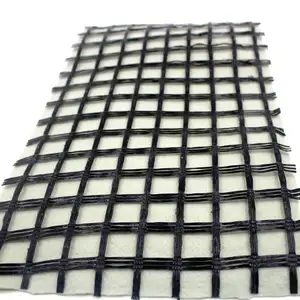 คอมโพสิต geogrid ไฟเบอร์กลาส geogrid bonded to nonwoven geotextile ผ้า