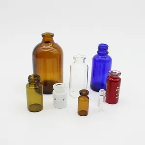 Injection Glass Bottle 2ml 3ml 5ml 7ml 10ml 30ml Clear Or Amber Pharmaceutical Injection Glass Bottle Vial