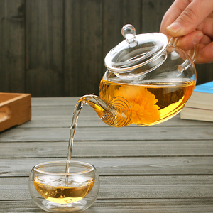 Handblown clear High Borosilicate Small Glass <strong>Teapot</strong> <strong>With</strong> <strong>Infuser</strong> - Product Image 4