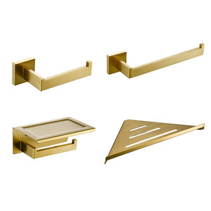 Escobilla dorada, latón, soporte antiguo para papel higiénico, jabonera, estante de pared, escobilla de baño, barra de toalla, accesorios de baño - Product Image 3