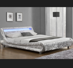 Willsoon Modern Design Soft PU Synthetic Leather <strong>Bed</strong> <strong>Frame</strong> Double/Queen/King Size Wooden Structure with LED Light <strong>Low</strong> Price - Product Image 4