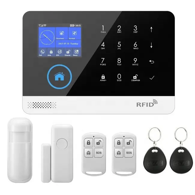 2023 Promotion Tuya Smart Home Alarmes WIFI + GSM Système d'alarme intelligent de sécurité avec écran LCD PST-WG103T