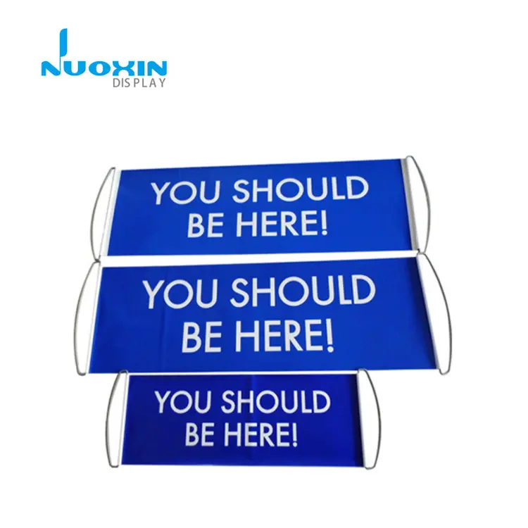 China factory custom design you should be here sign with hand held retractable fan banner