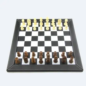 Groothandel 15*15 cm zwart lederen schaakbord