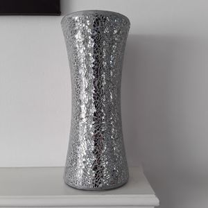 चांदी <span class=keywords><strong>crackle</strong></span> हस्तनिर्मित मोज़ेक गिलास फूलदान - Product Image 1